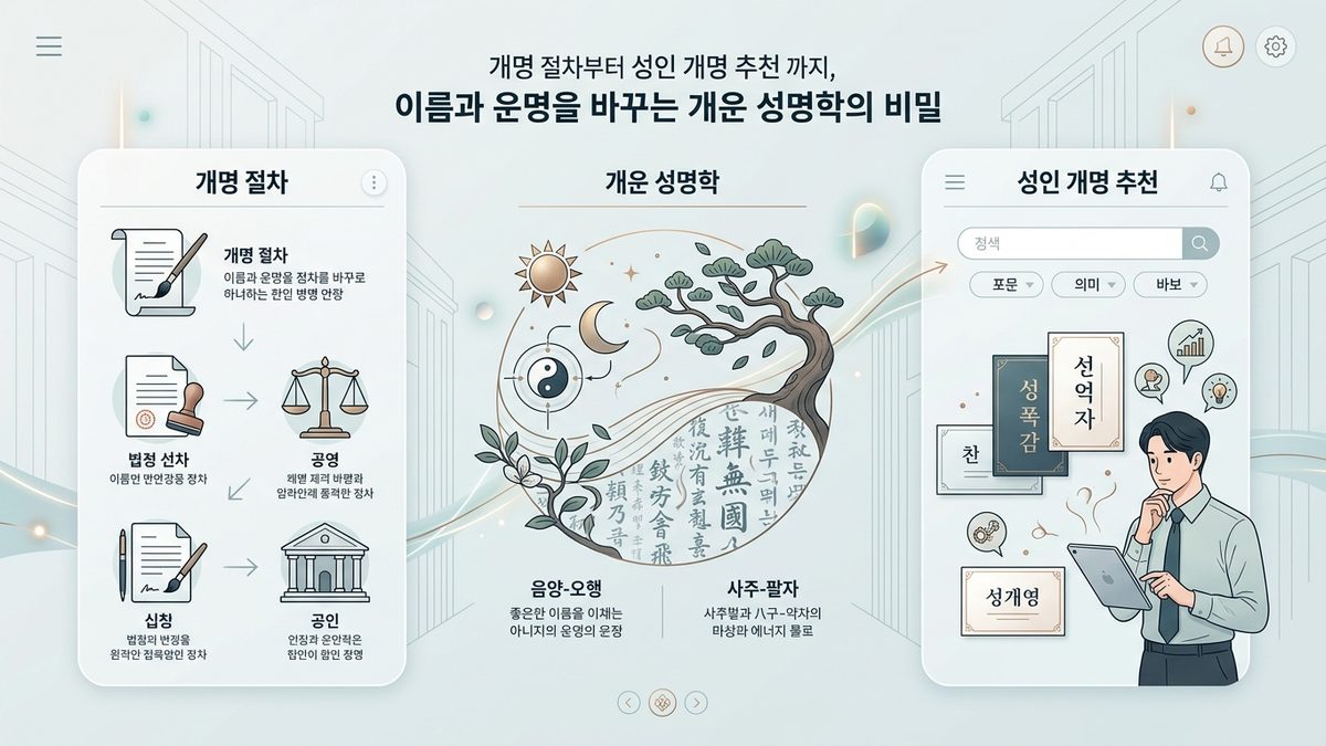 개명 절차부터 성인 개명 추천까지, 이름과 운명을 바꾸는 개운 성명학의 비밀