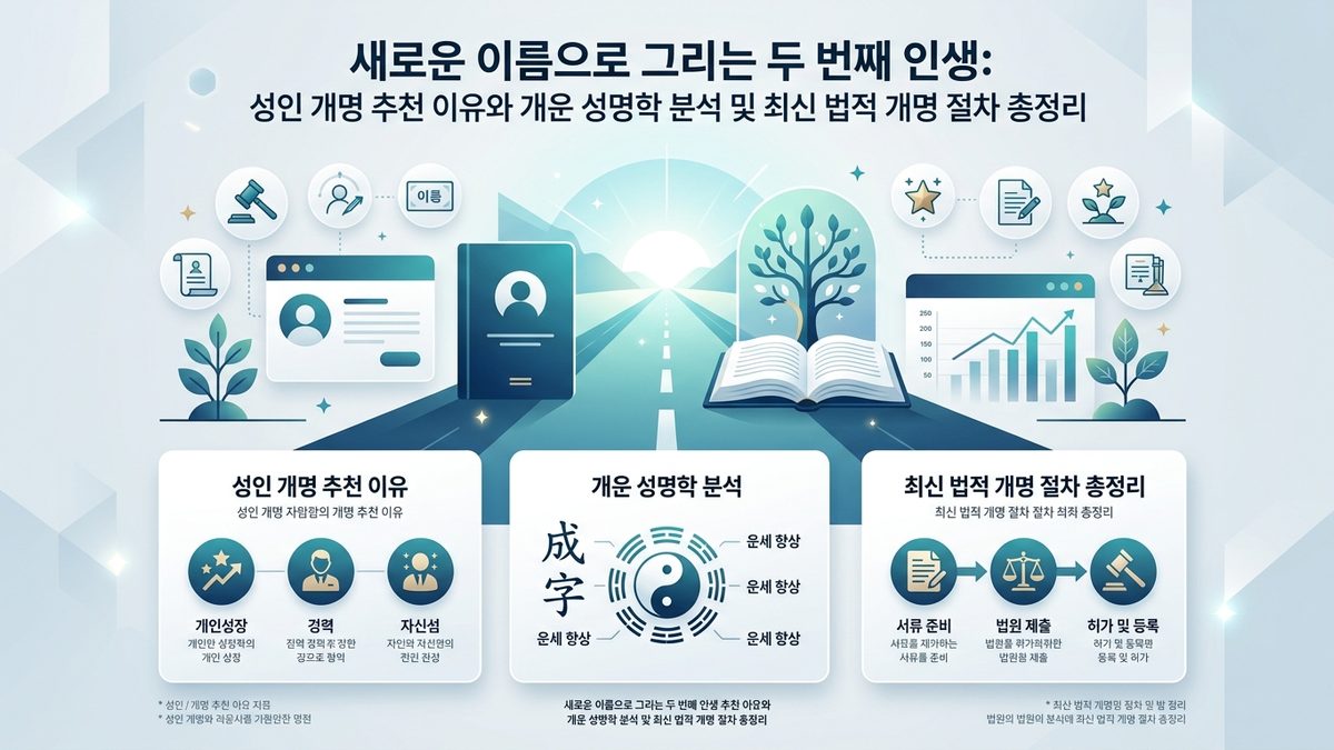 새로운 이름으로 그리는 두 번째 인생: 성인 개명 추천 이유와 개운 성명학 분석 및 최신 법적 개명 절차 총정리
