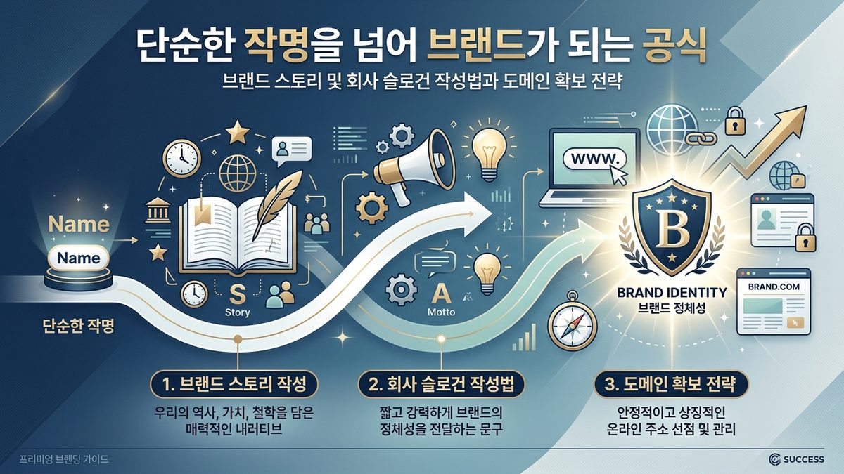 단순한 작명을 넘어 브랜드가 되는 공식: 브랜드 스토리 및 회사 슬로건 작성법과 도메인 확보 전략