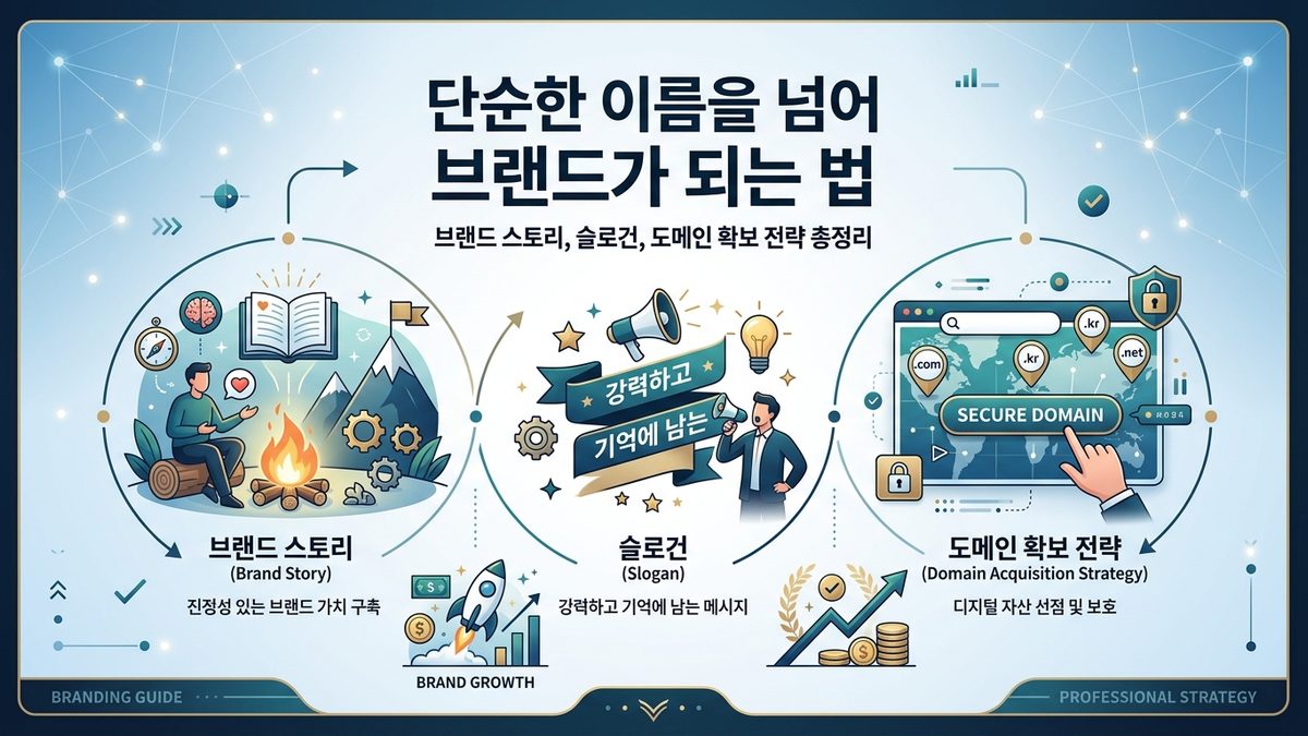 단순한 이름을 넘어 브랜드가 되는 법: 브랜드 스토리, 슬로건, 도메인 확보 전략 총정리