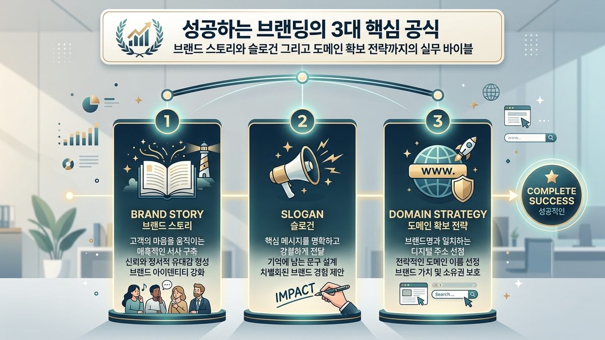 성공하는 브랜딩의 3대 핵심 공식 브랜드 스토리와 슬로건 그리고 도메인 확보 전략까지의 실무 바이블