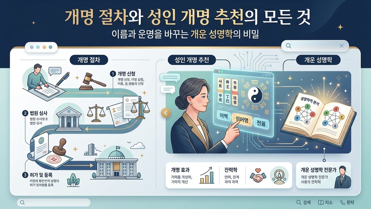 개명 절차와 성인 개명 추천의 모든 것, 이름과 운명을 바꾸는 개운 성명학의 비밀
