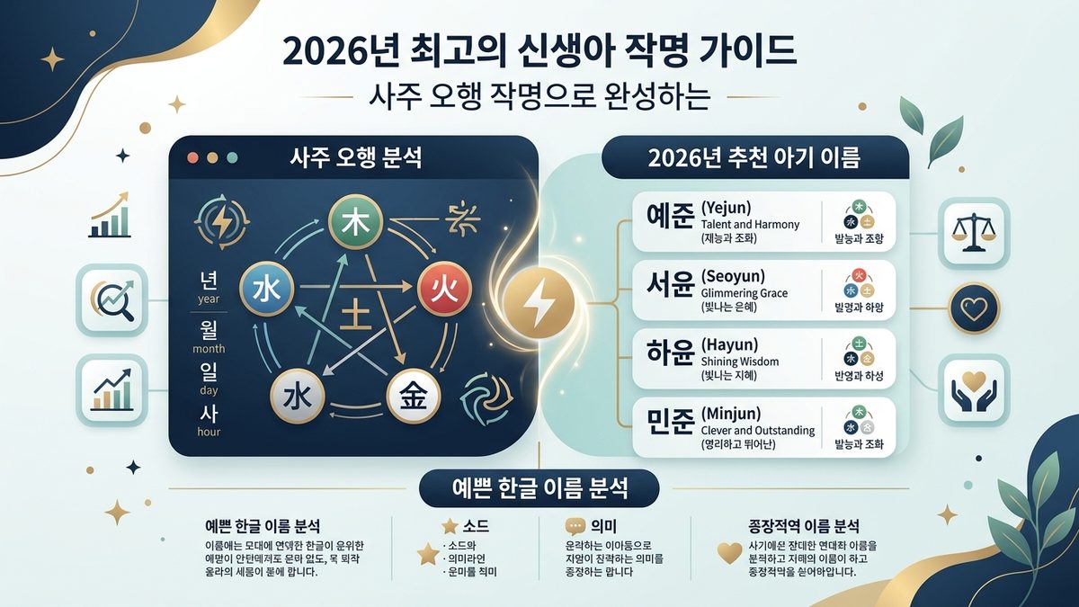 신생아 작명 가이드 사주 오행 작명으로 완성하는 2026년 최고의 아기 이름 추천 및 예쁜 한글 이름 분석