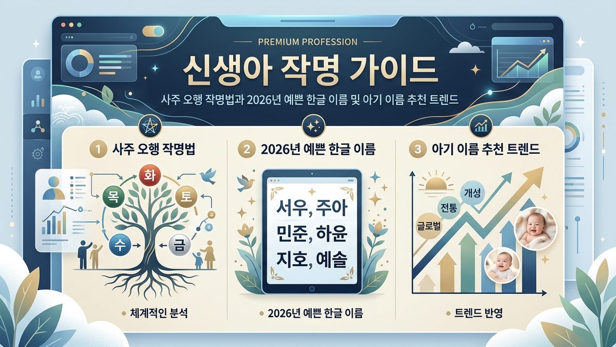 신생아 작명 가이드: 사주 오행 작명법과 2026년 예쁜 한글 이름 및 아기 이름 추천 트렌드