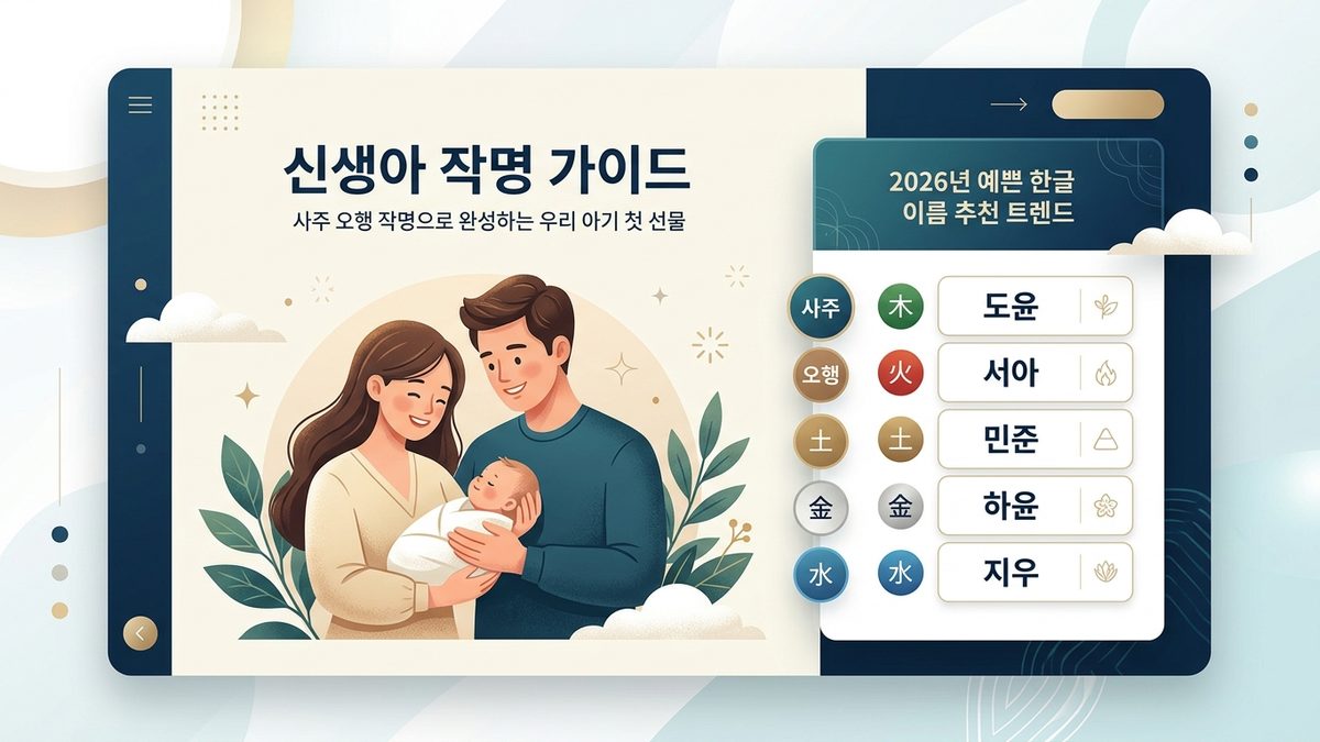 신생아 작명 가이드: 사주 오행 작명으로 완성하는 우리 아기 첫 선물과 2026년 예쁜 한글 이름 추천 트렌드